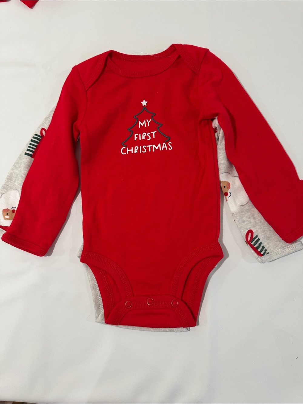 Carters Baby 2 Piece Christmas Bodysuit Red First Christmas Santa Gingerbread